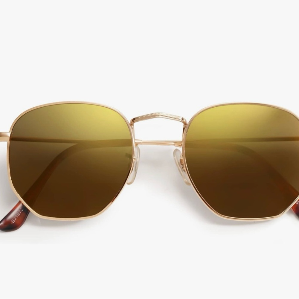 Polarized Hexagonal Gold Frame Sunglasses